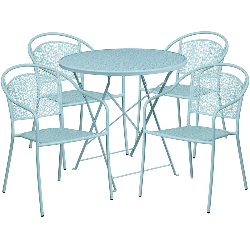 30RD Sky Blue Fold Patio Set CO-30RDF-03CHR4-SKY-GG