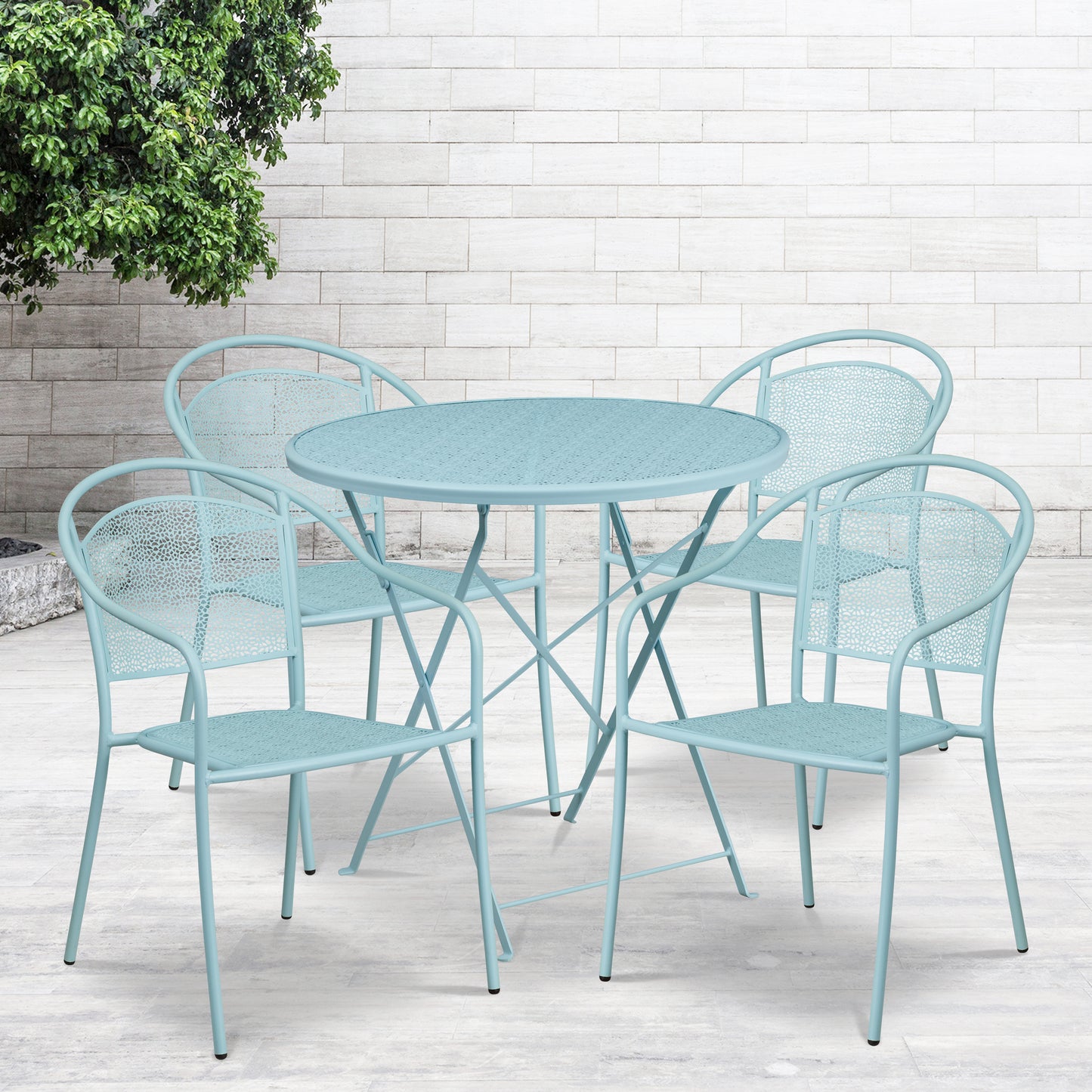 30RD Sky Blue Fold Patio Set CO-30RDF-03CHR4-SKY-GG