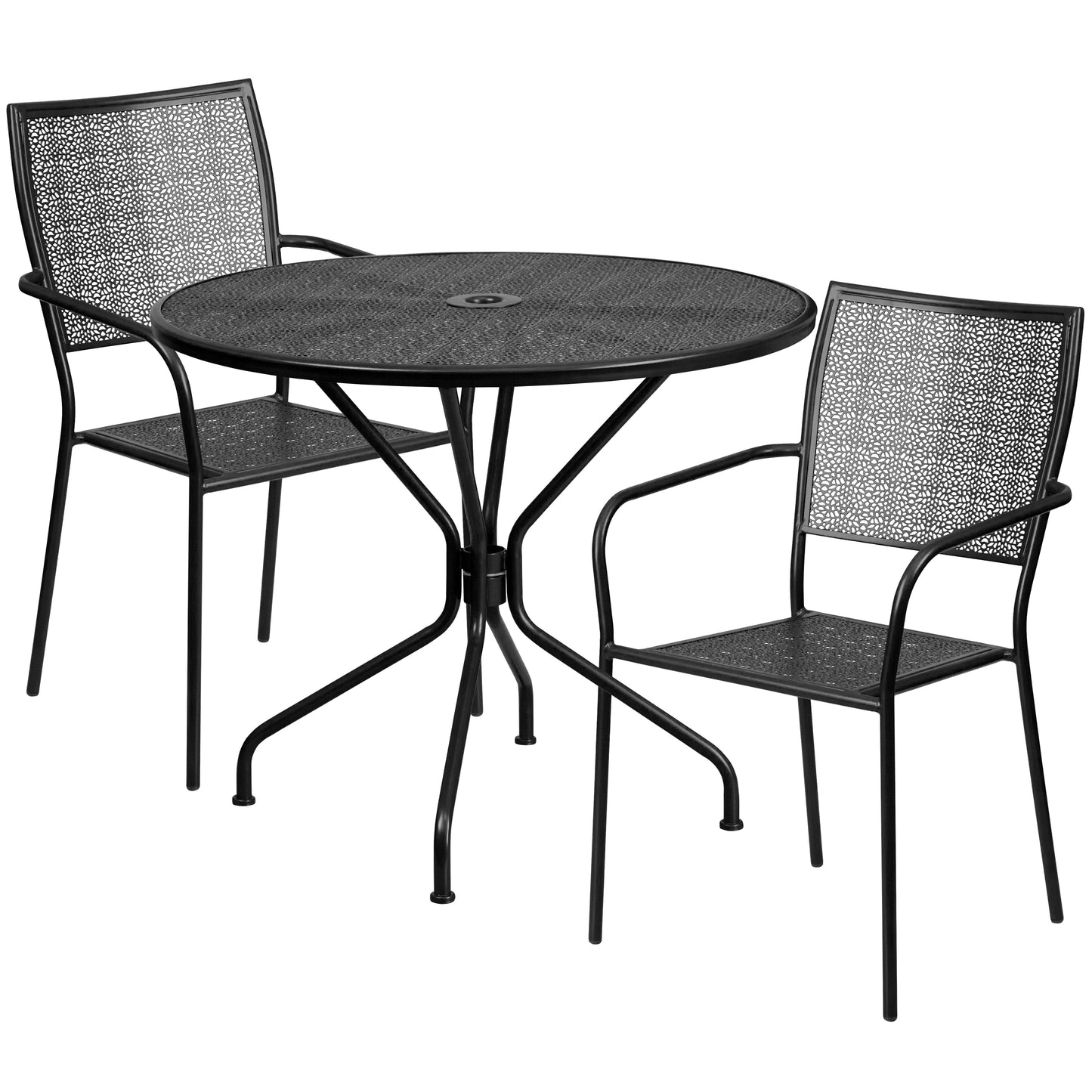 35.25RD Black Patio Table Set CO-35RD-02CHR2-BK-GG