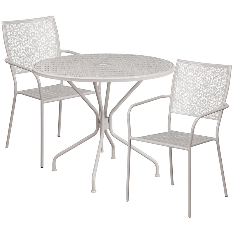 35.25RD Gray Patio Table Set CO-35RD-02CHR2-SIL-GG