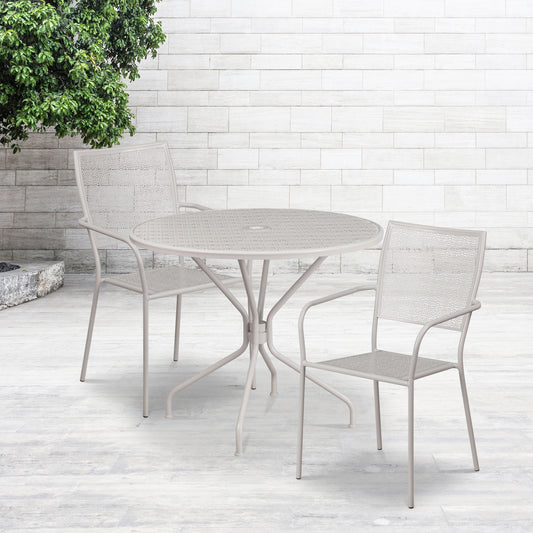 35.25RD Gray Patio Table Set CO-35RD-02CHR2-SIL-GG