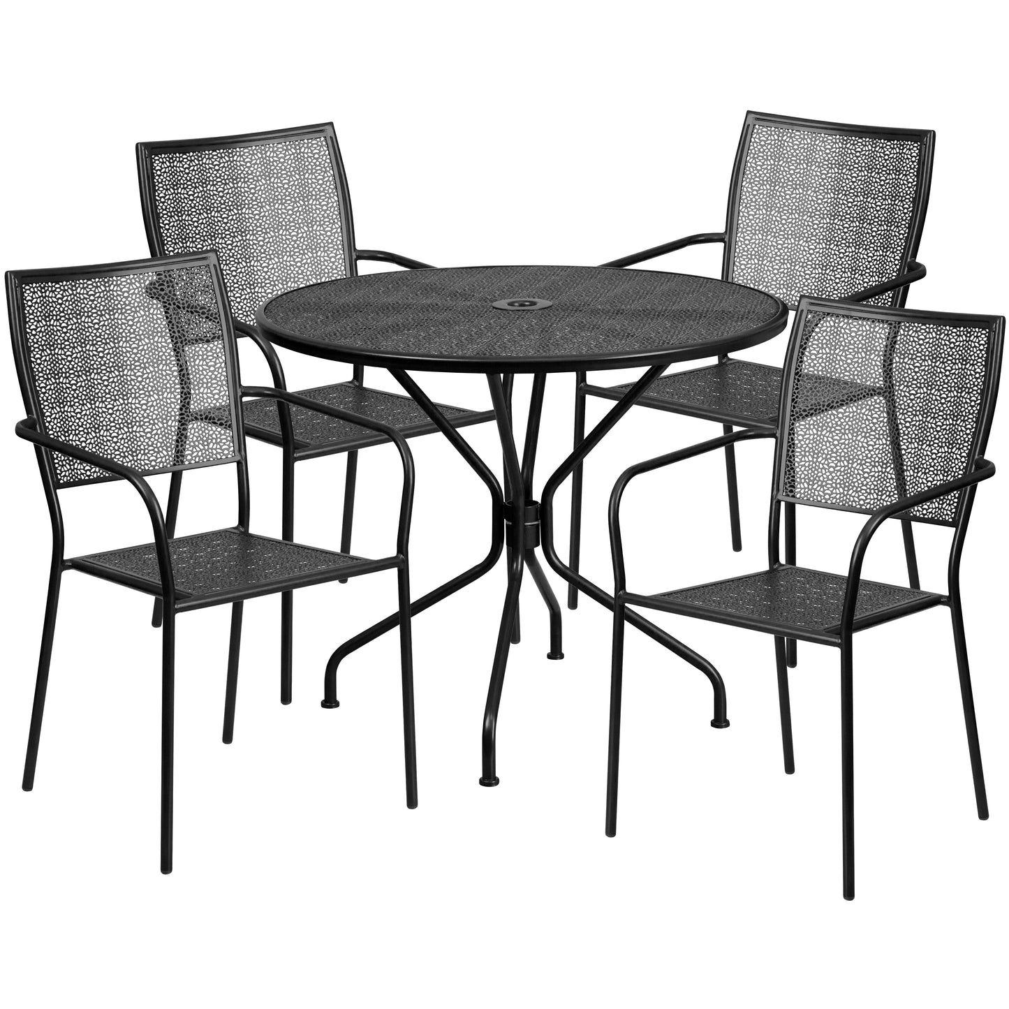 35.25RD Black Patio Table Set CO-35RD-02CHR4-BK-GG