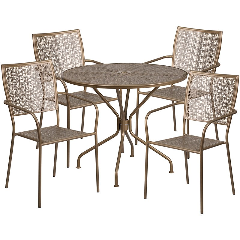 35.25RD Gold Patio Table Set CO-35RD-02CHR4-GD-GG