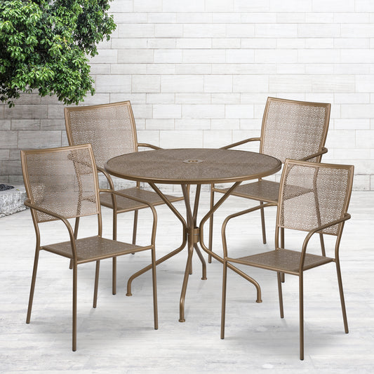 35.25RD Gold Patio Table Set CO-35RD-02CHR4-GD-GG