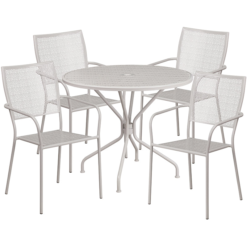 35.25RD Gray Patio Table Set CO-35RD-02CHR4-SIL-GG