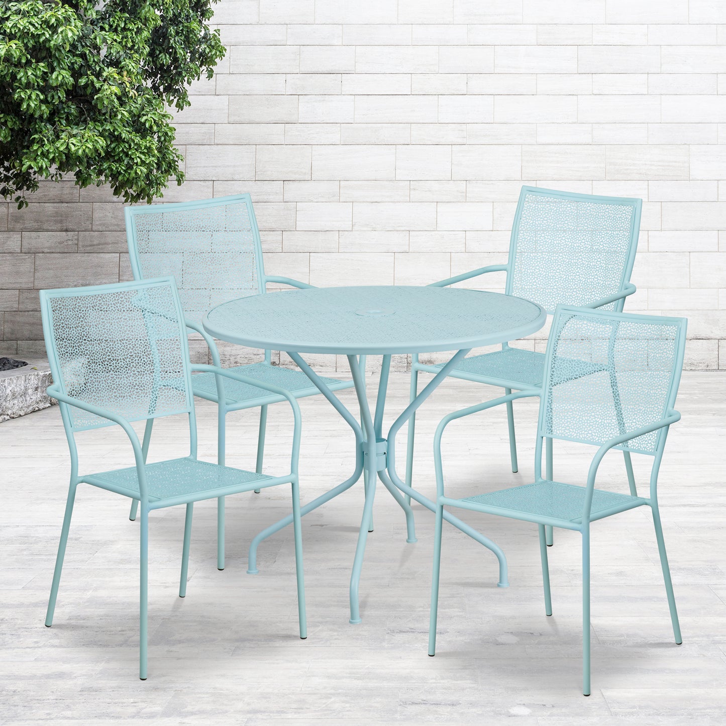 35.25RD Sky Patio Table Set CO-35RD-02CHR4-SKY-GG