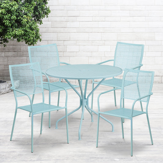 35.25RD Sky Patio Table Set CO-35RD-02CHR4-SKY-GG