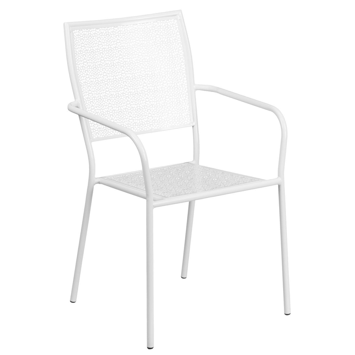 35.25RD White Patio Table Set CO-35RD-02CHR4-WH-GG