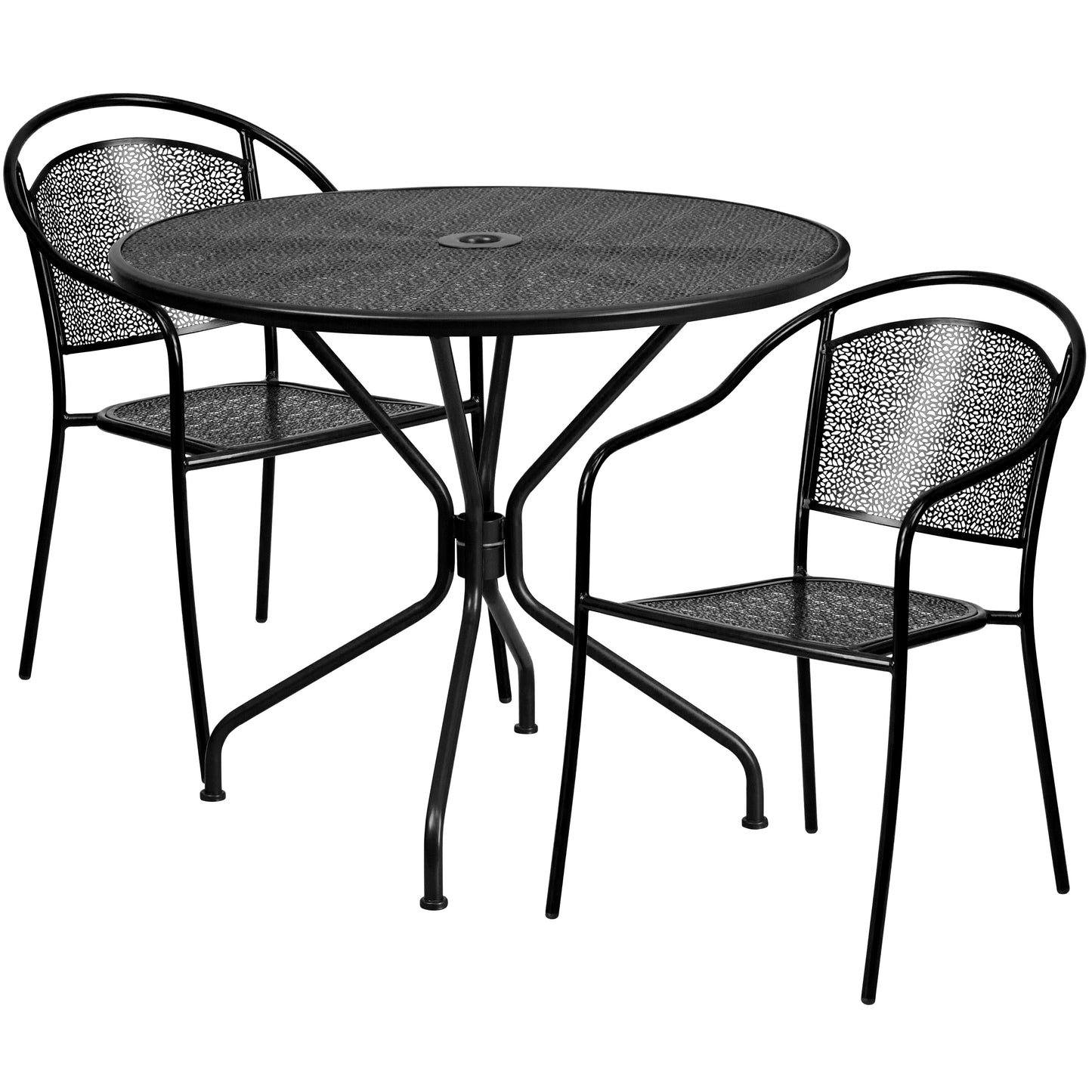 35.25RD Black Patio Table Set CO-35RD-03CHR2-BK-GG