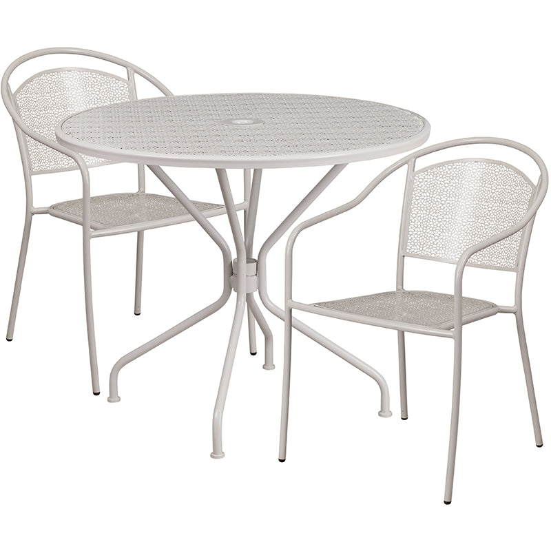 35.25RD Gray Patio Table Set CO-35RD-03CHR2-SIL-GG