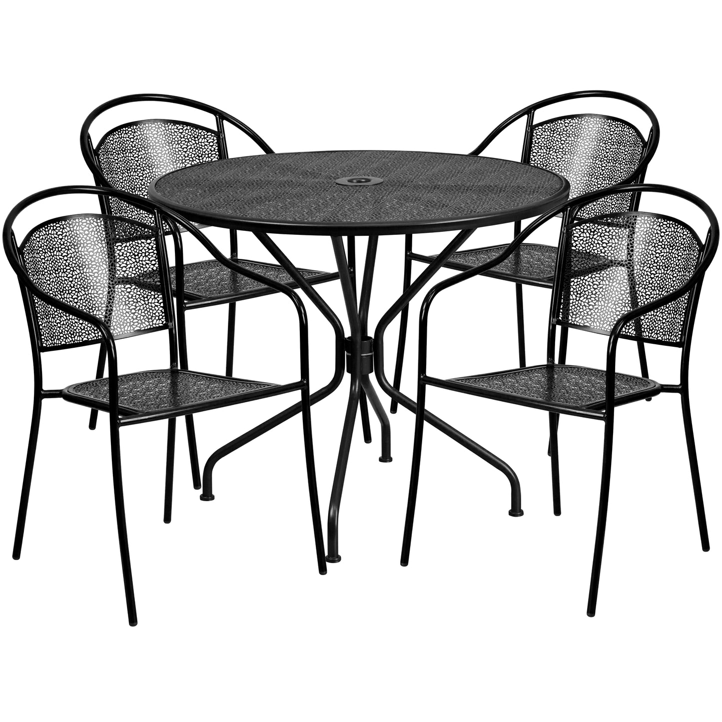 35.25RD Black Patio Table Set CO-35RD-03CHR4-BK-GG