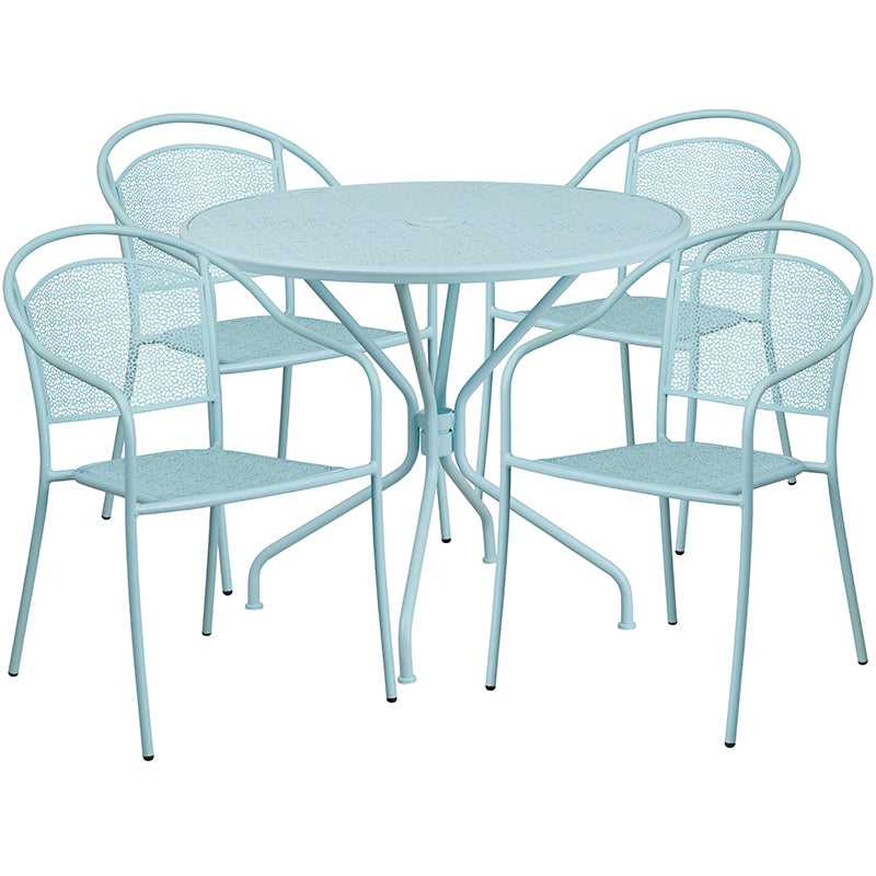 35.25RD Sky Patio Table Set CO-35RD-03CHR4-SKY-GG