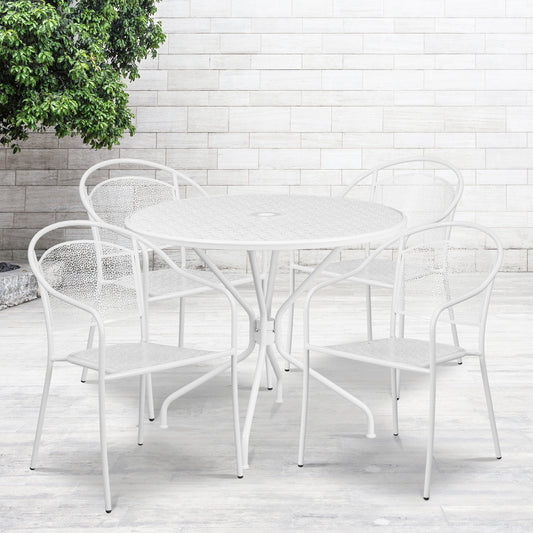 35.25RD White Patio Table Set CO-35RD-03CHR4-WH-GG