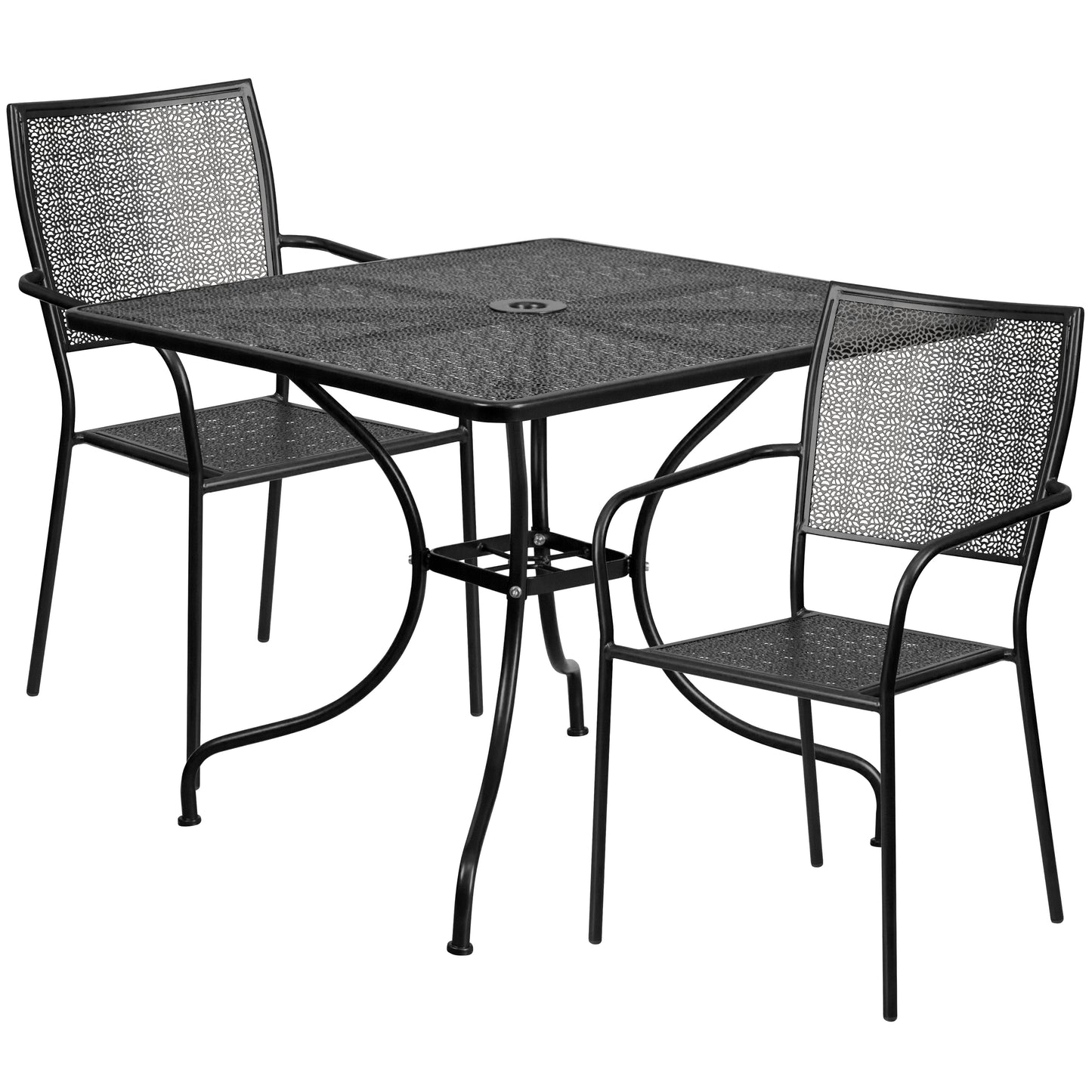 35.5SQ Black Patio Table Set CO-35SQ-02CHR2-BK-GG