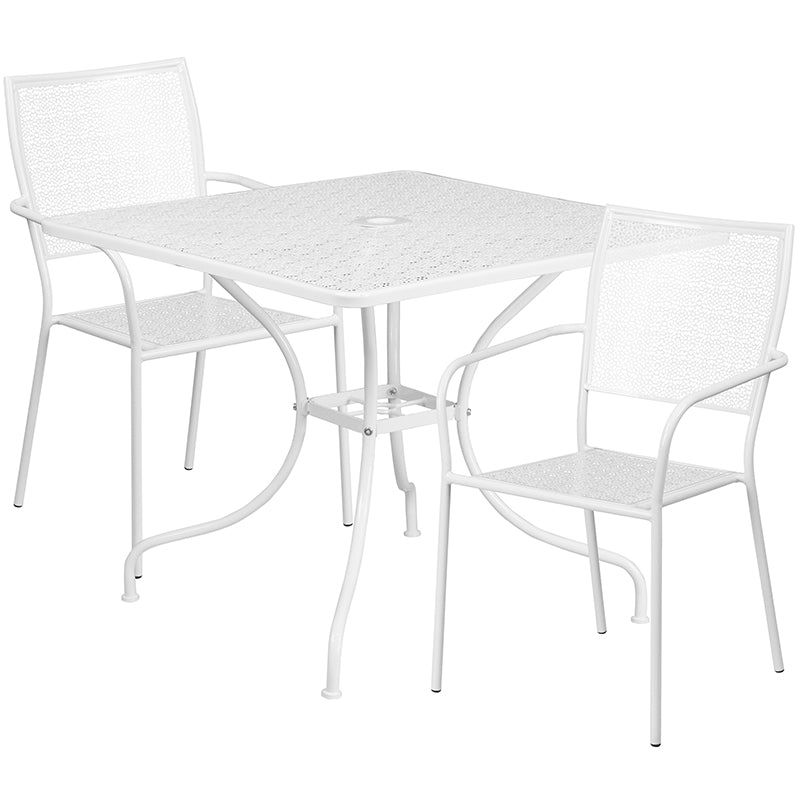 35.5SQ White Patio Table Set CO-35SQ-02CHR2-WH-GG