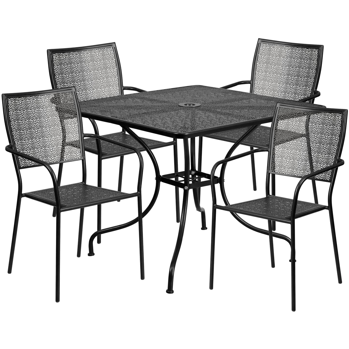 35.5SQ Black Patio Table Set CO-35SQ-02CHR4-BK-GG