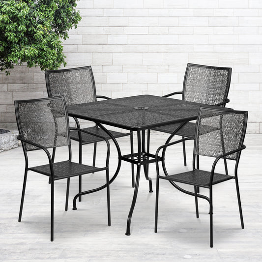 35.5SQ Black Patio Table Set CO-35SQ-02CHR4-BK-GG