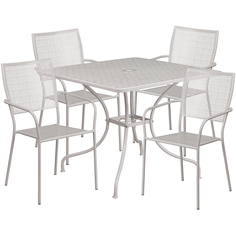 35.5SQ Gray Patio Table Set CO-35SQ-02CHR4-SIL-GG