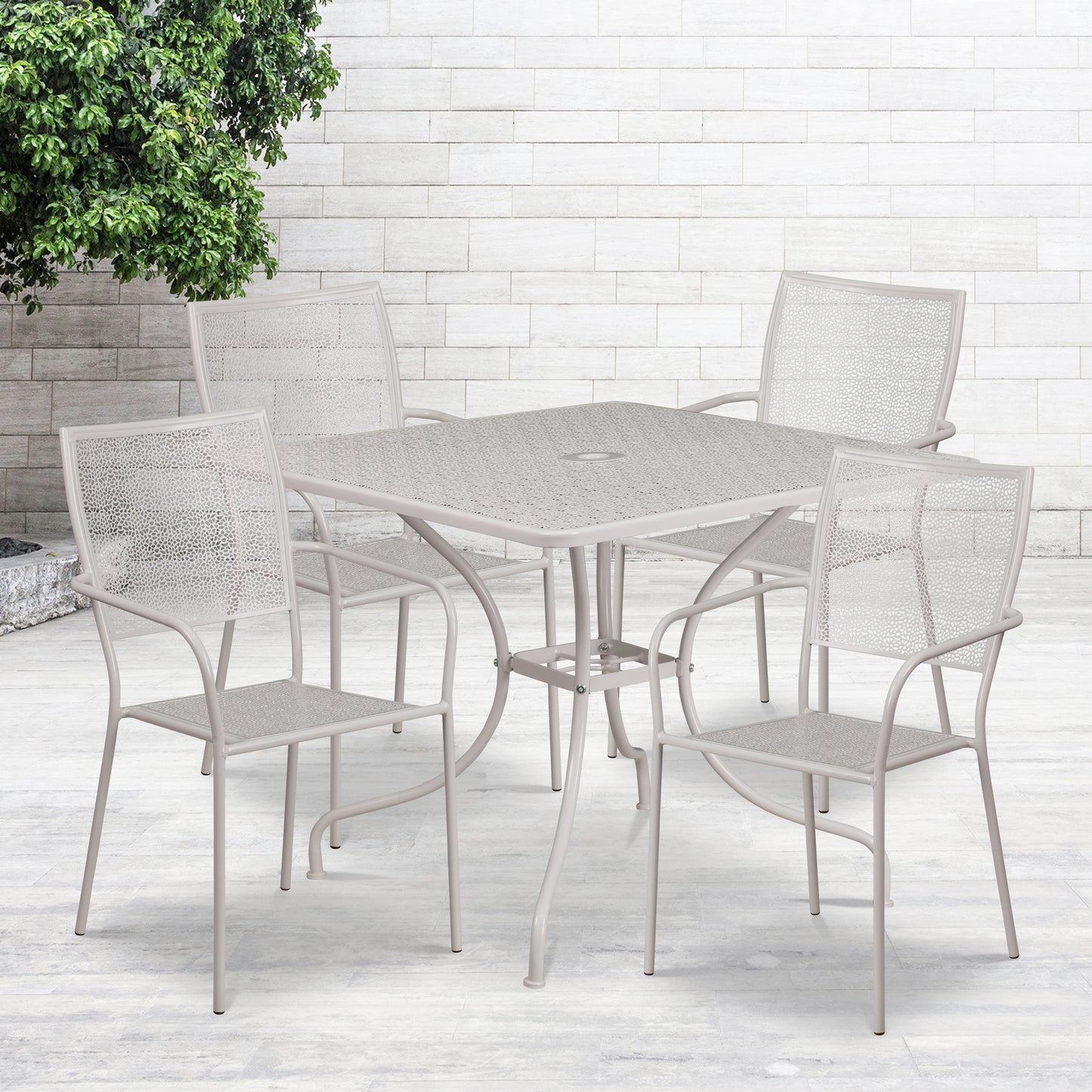 35.5SQ Gray Patio Table Set CO-35SQ-02CHR4-SIL-GG