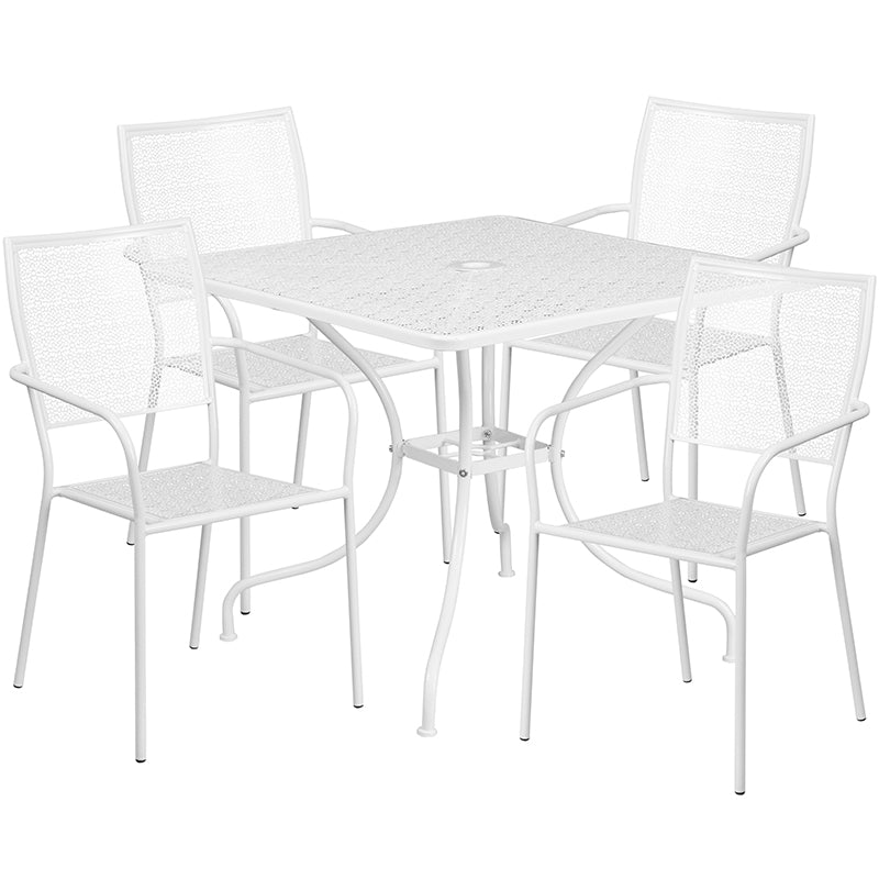 35.5SQ White Patio Table Set CO-35SQ-02CHR4-WH-GG