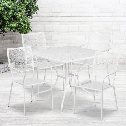 35.5SQ White Patio Table Set CO-35SQ-02CHR4-WH-GG