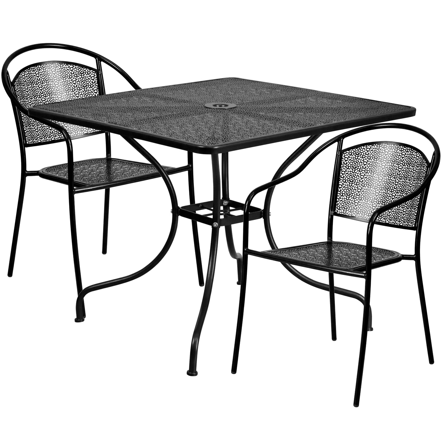 35.5SQ Black Patio Table Set CO-35SQ-03CHR2-BK-GG