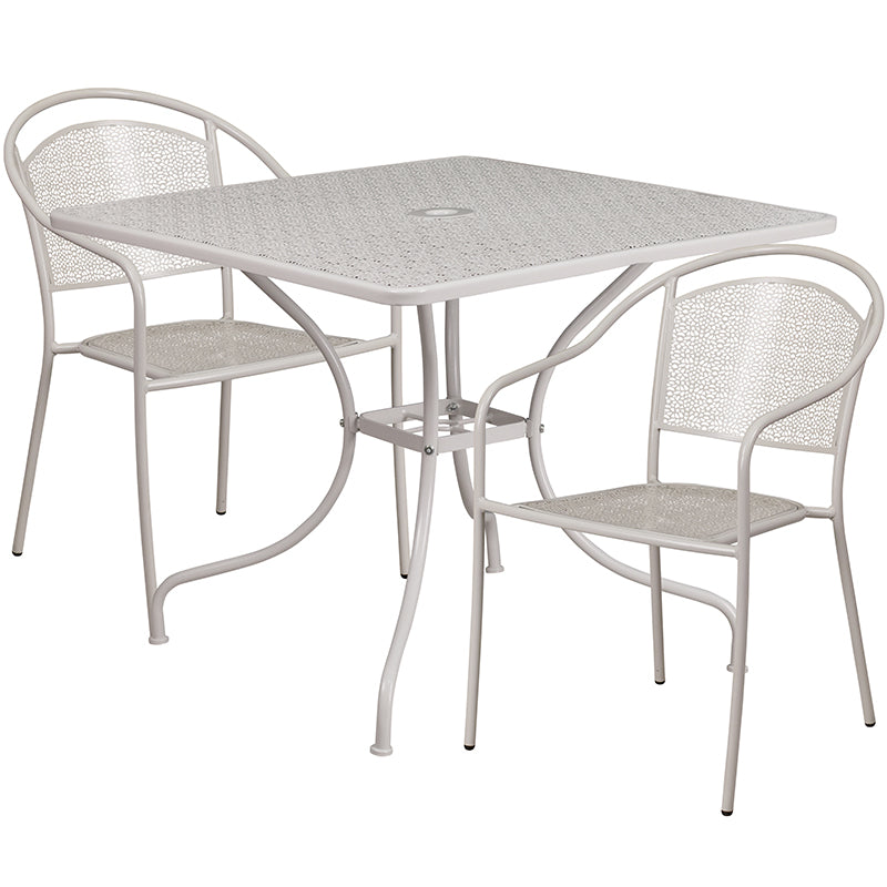 35.5SQ Gray Patio Table Set CO-35SQ-03CHR2-SIL-GG