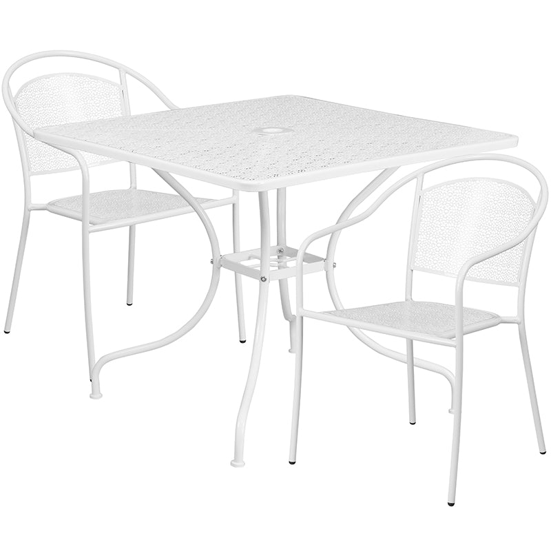 35.5SQ White Patio Table Set CO-35SQ-03CHR2-WH-GG