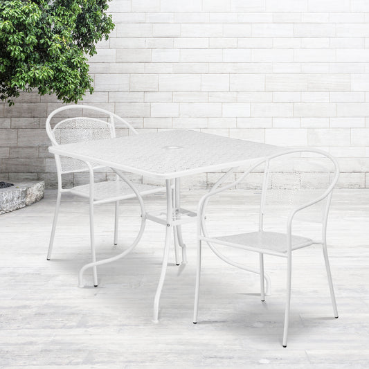 35.5SQ White Patio Table Set CO-35SQ-03CHR2-WH-GG