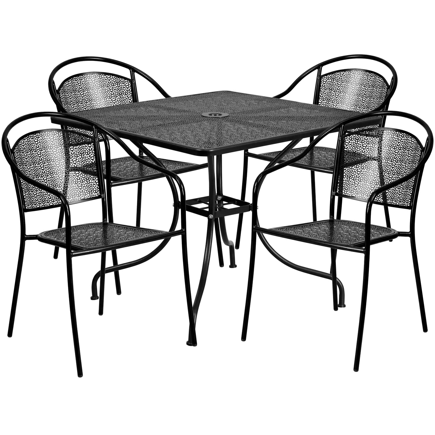 35.5SQ Black Patio Table Set CO-35SQ-03CHR4-BK-GG