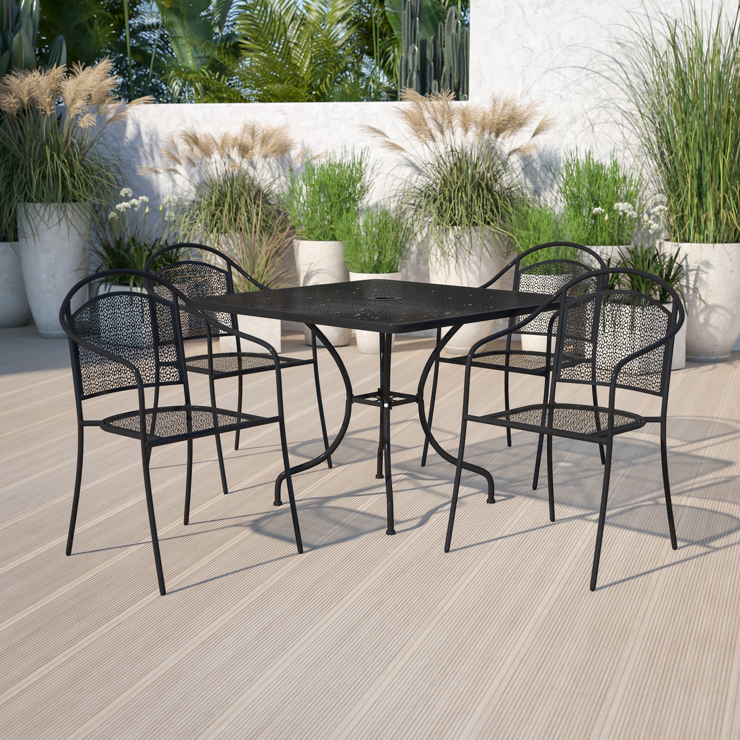 35.5SQ Black Patio Table Set CO-35SQ-03CHR4-BK-GG