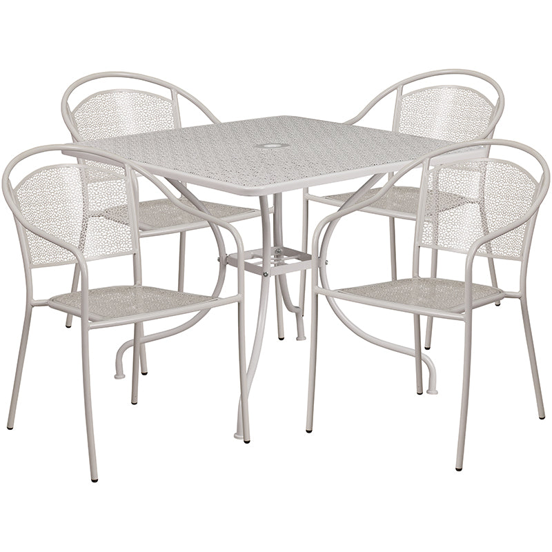 35.5SQ Gray Patio Table Set CO-35SQ-03CHR4-SIL-GG