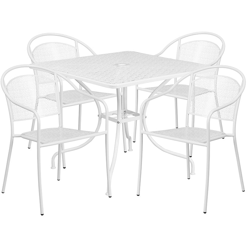 35.5SQ White Patio Table Set CO-35SQ-03CHR4-WH-GG