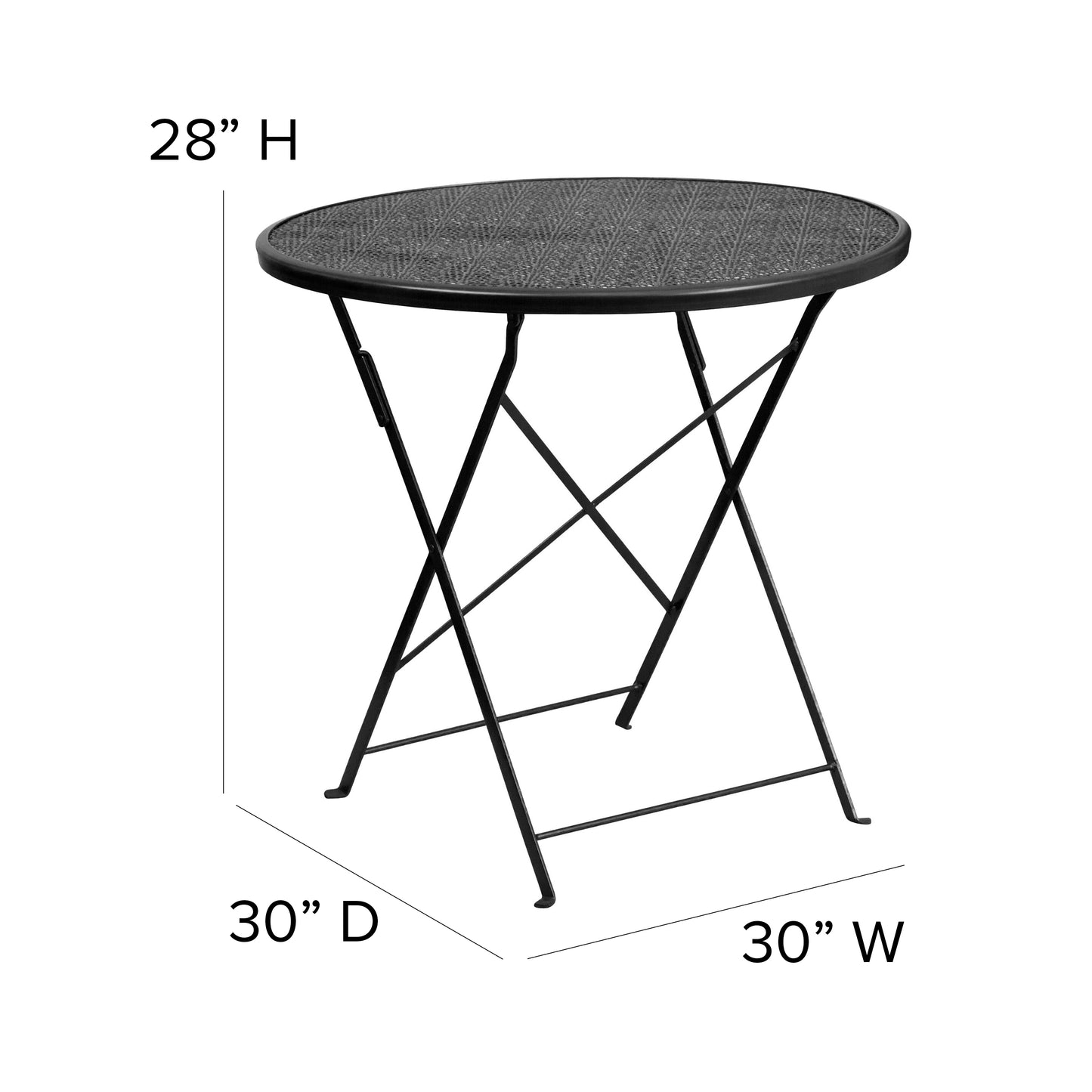 30RD Black Folding Patio Table CO-4-BK-GG