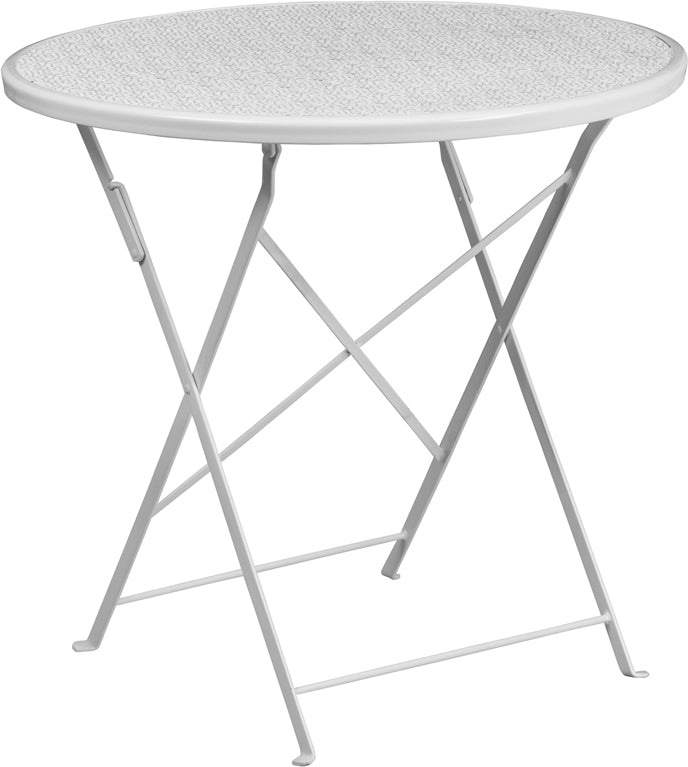 30RD White Folding Patio Table CO-4-WH-GG