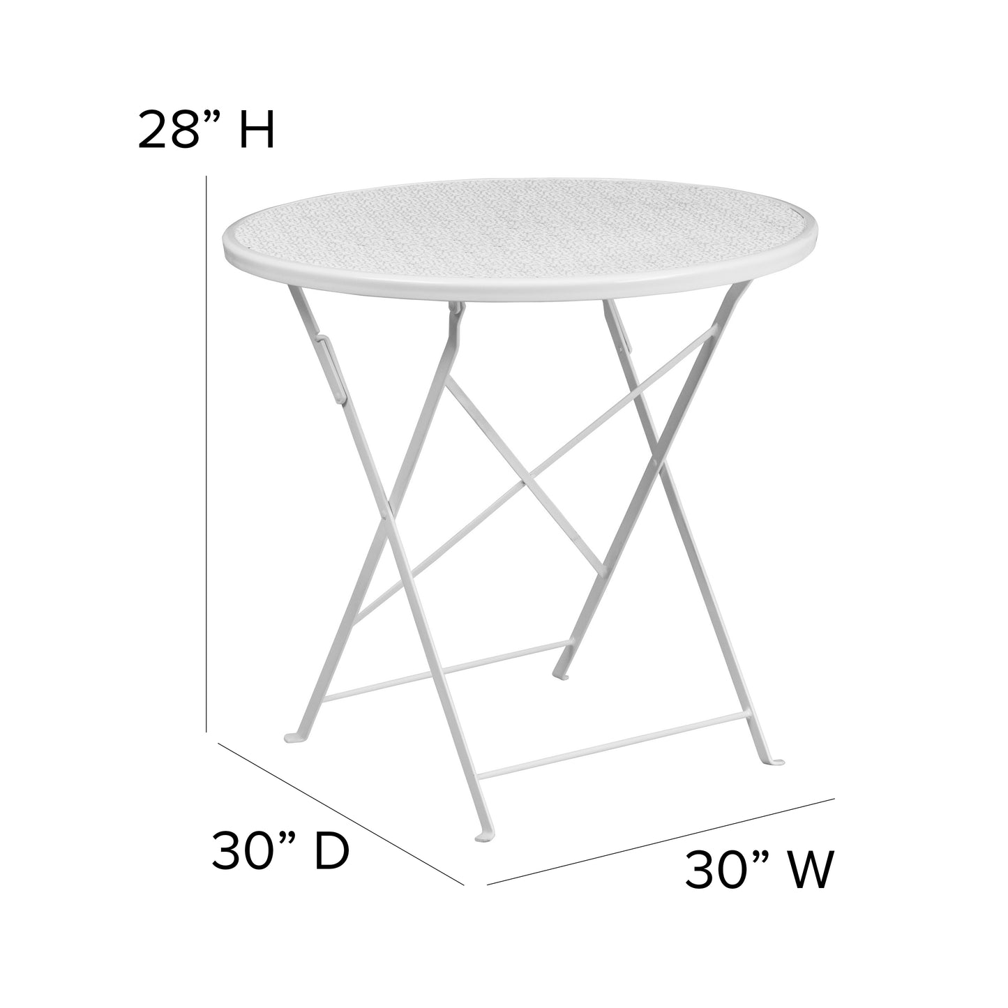 30RD White Folding Patio Table CO-4-WH-GG