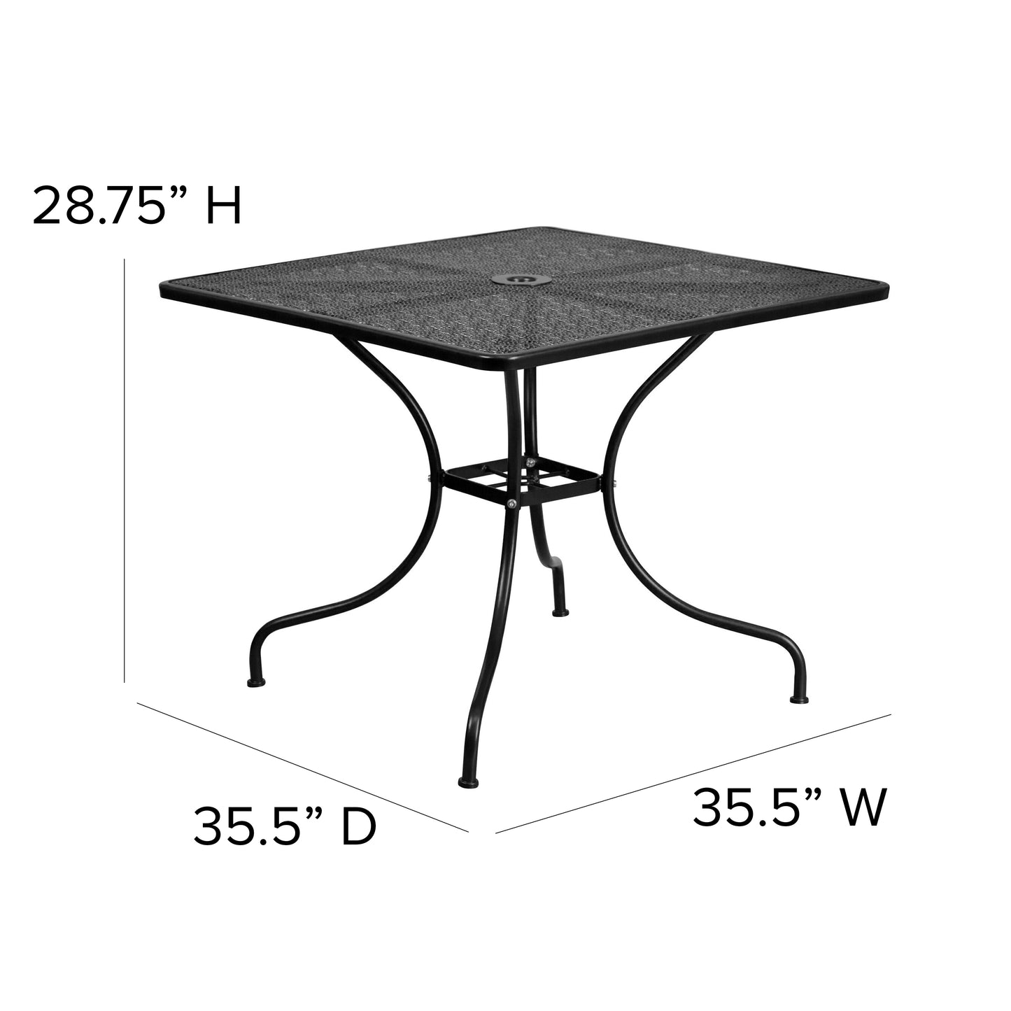 35.5SQ Black Patio Table CO-6-BK-GG