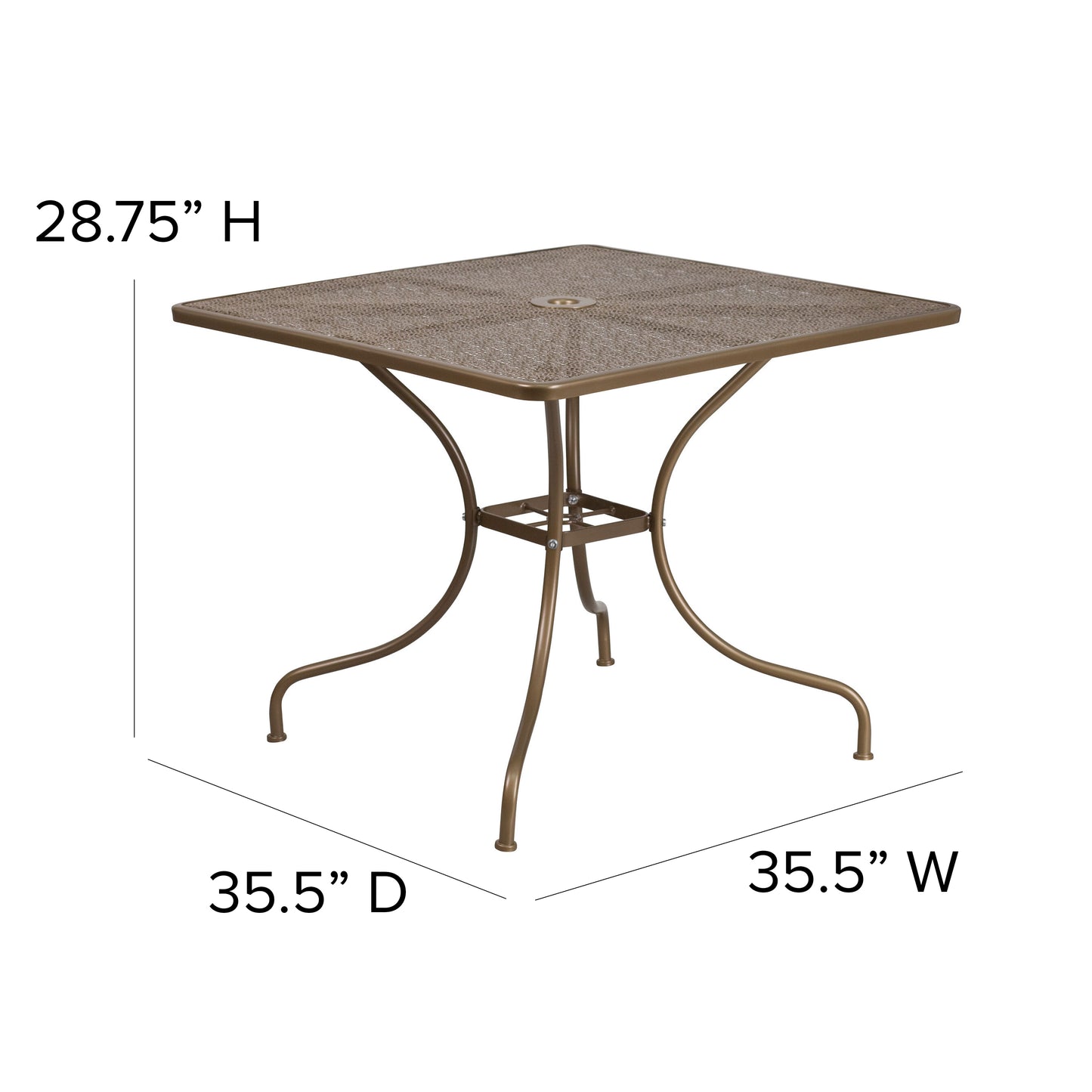 35.5SQ Gold Patio Table CO-6-GD-GG