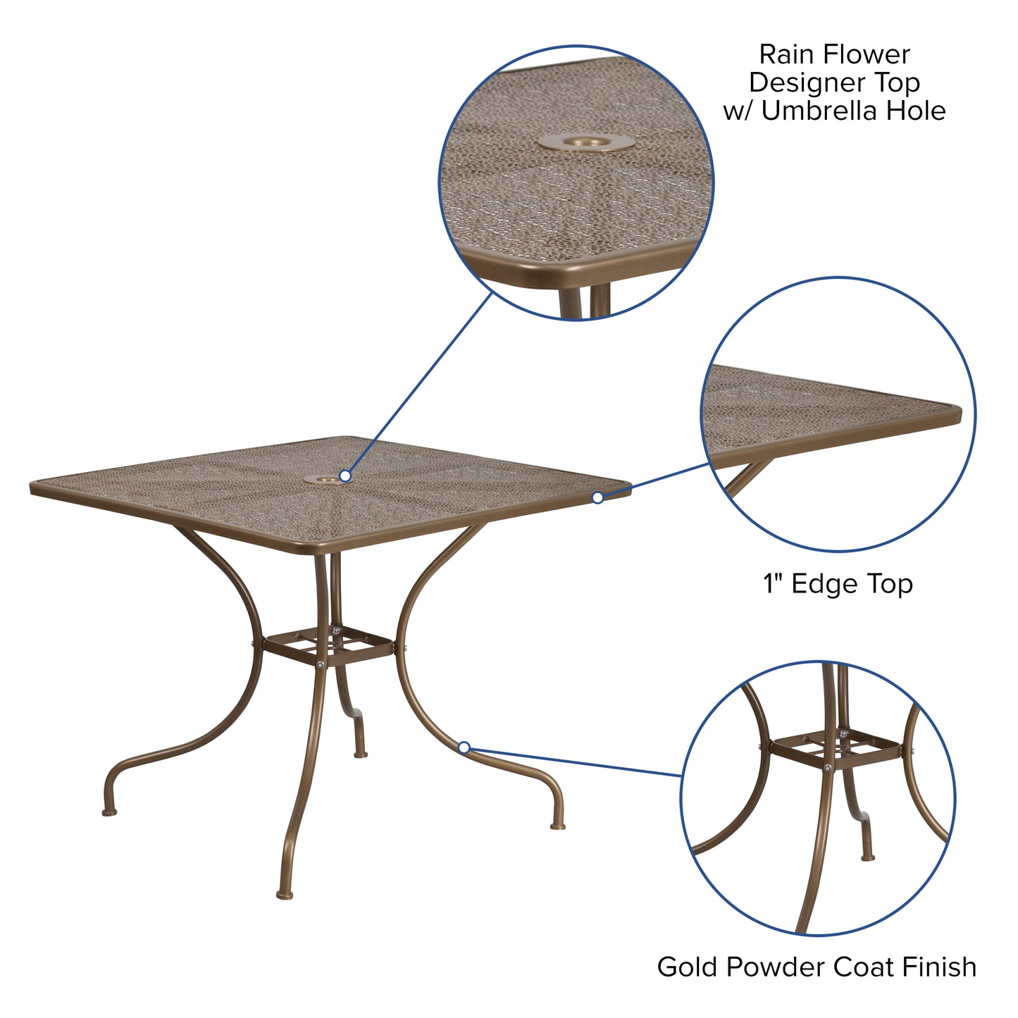 35.5SQ Gold Patio Table CO-6-GD-GG