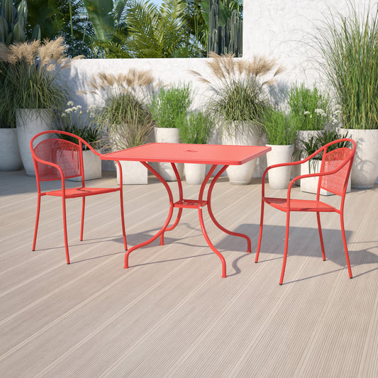 35.5SQ Coral Patio Table CO-6-RED-GG