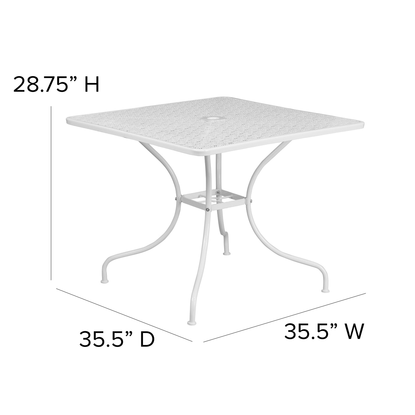 35.5SQ White Patio Table CO-6-WH-GG