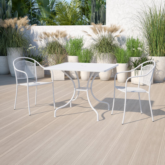 35.5SQ White Patio Table CO-6-WH-GG