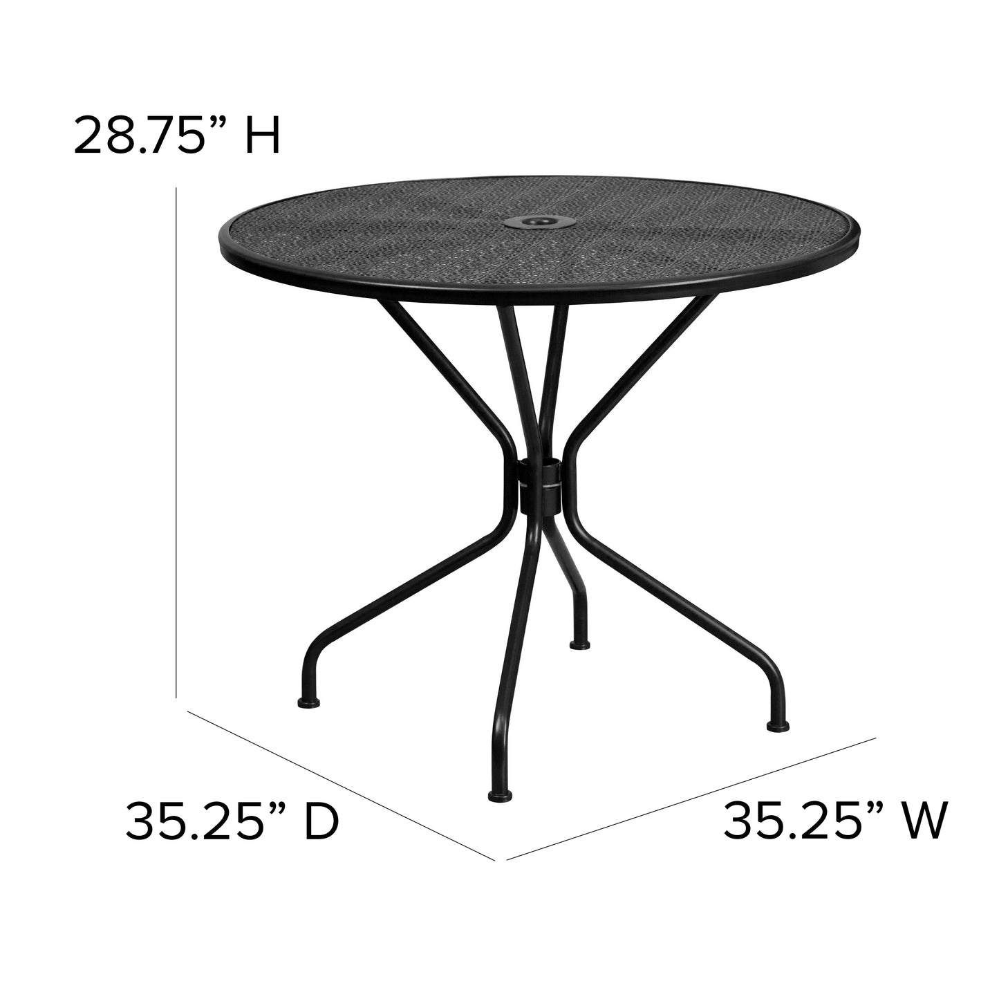 35.25RD Black Patio Table CO-7-BK-GG