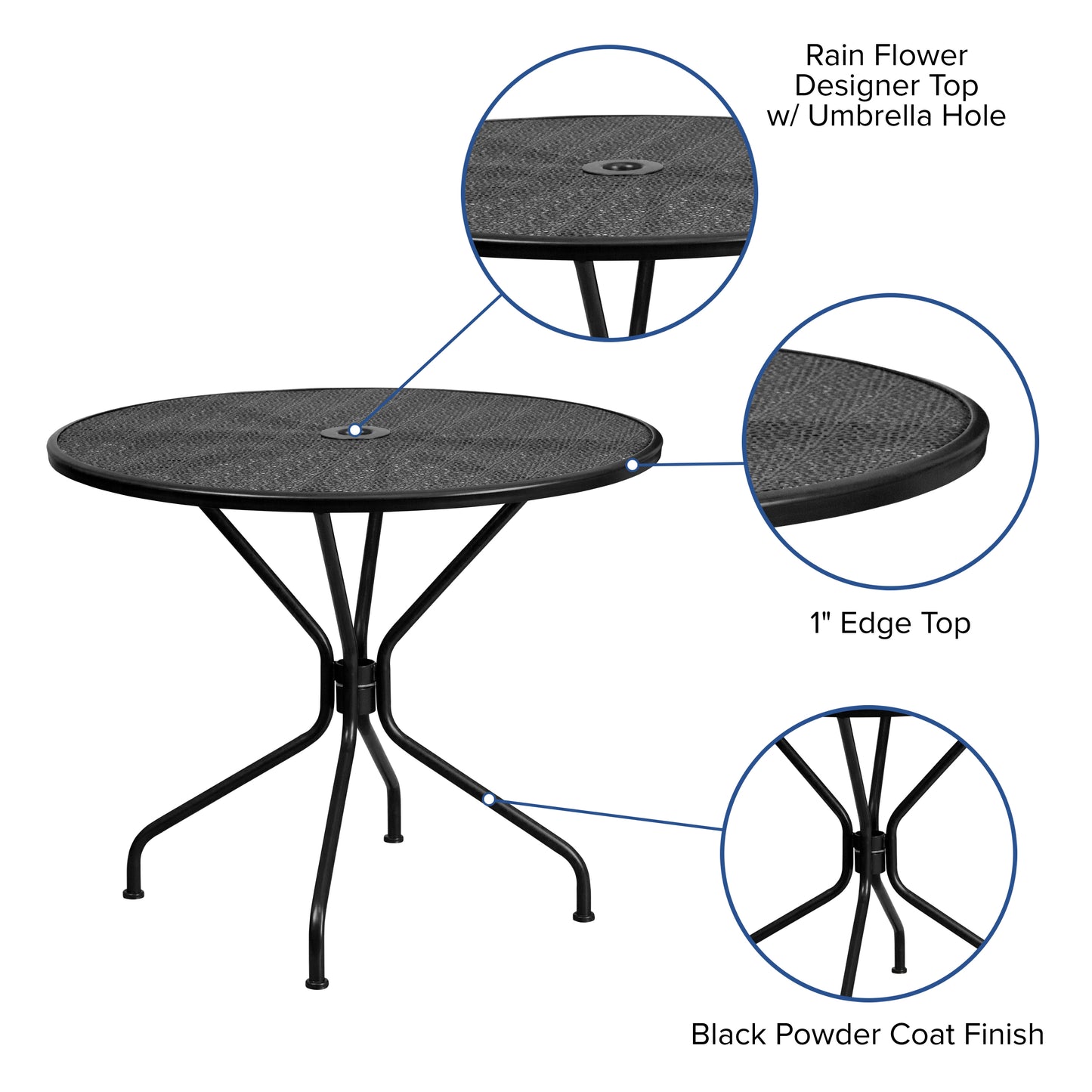 35.25RD Black Patio Table CO-7-BK-GG