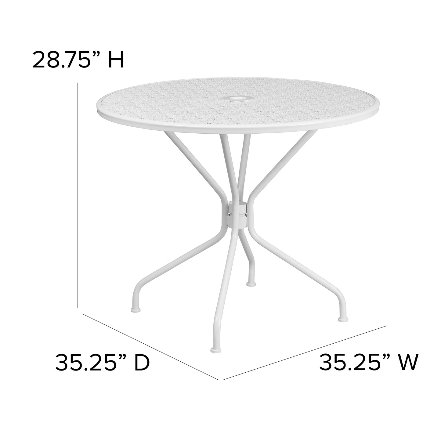 35.25RD White Patio Table CO-7-WH-GG