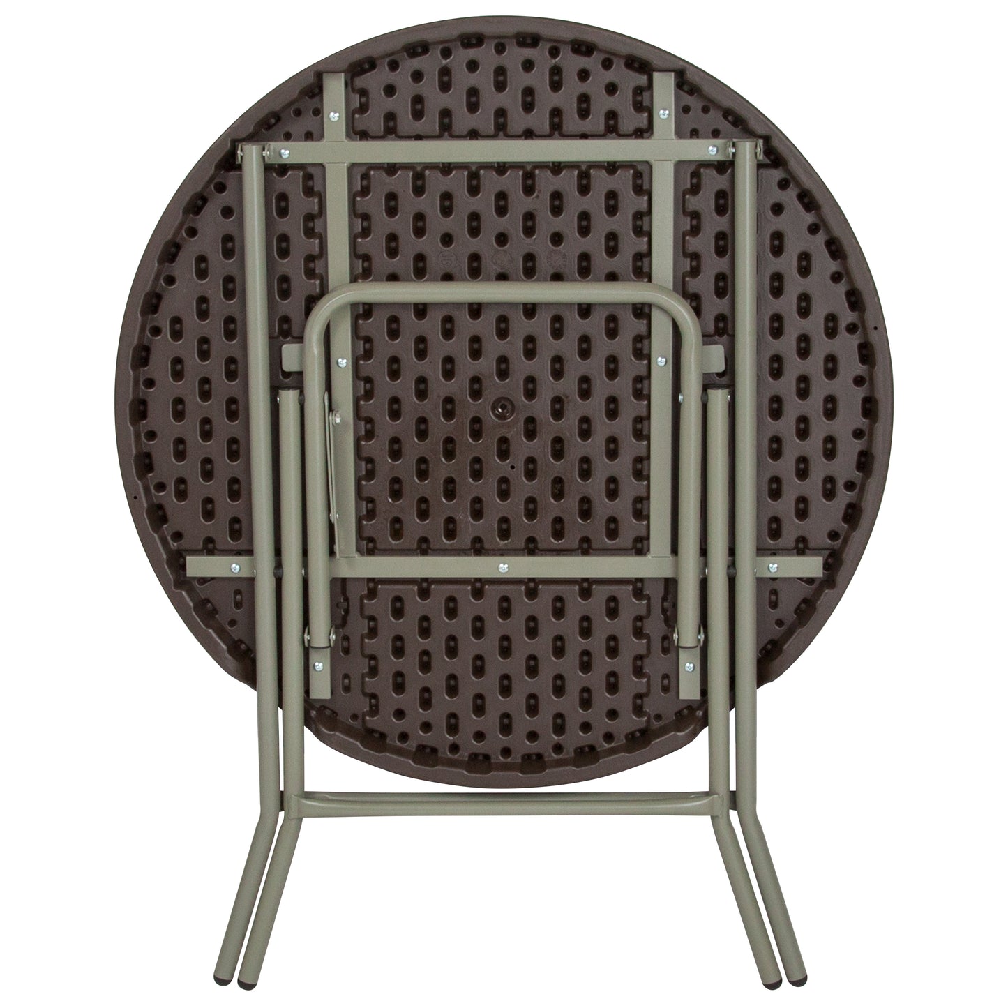 31.5RD Brown Rattan Fold Table DAD-FT-80R-GG