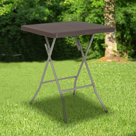 23.5SQ Brown Rattan Fold Table DAD-FT60-GG