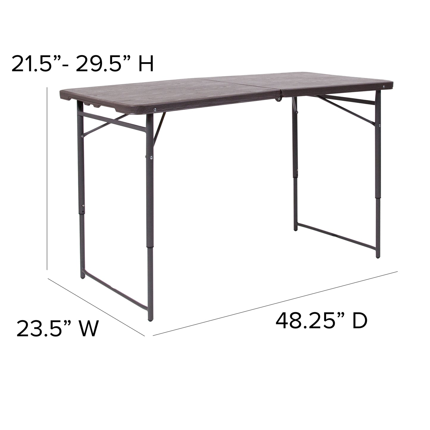 23.5x48.25 Brown Plastic Table DAD-LF-122Z-GG