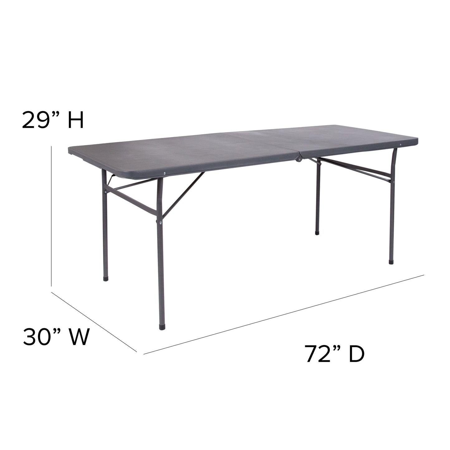 30x72 Gray Plastic Fold Table DAD-LF-183Z-DG-GG