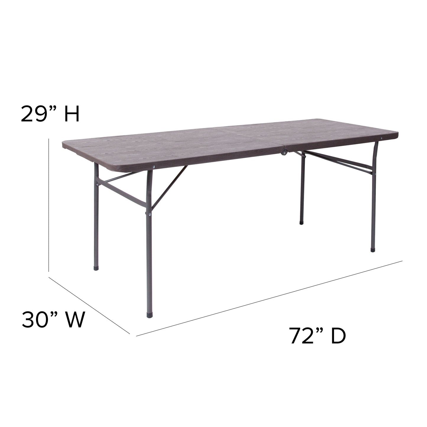 30x72 Brown Plastic Fold Table DAD-LF-183Z-GG